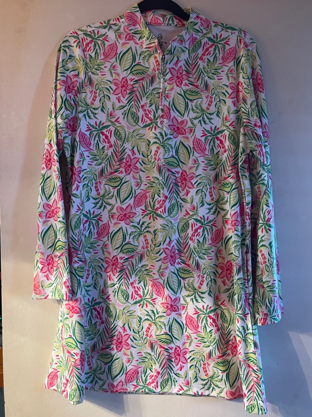 Floral Pink & Green Long Sleeve Dress